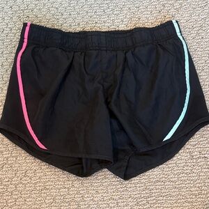Black Athletic girl’s Shorts with Pink and Light Blue Trim